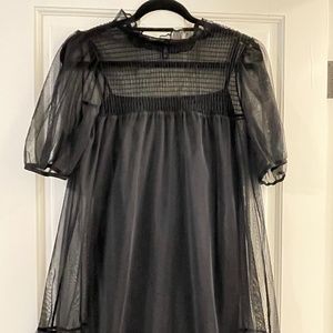 H&M Black Mesh Puffed Sleeve Dress
